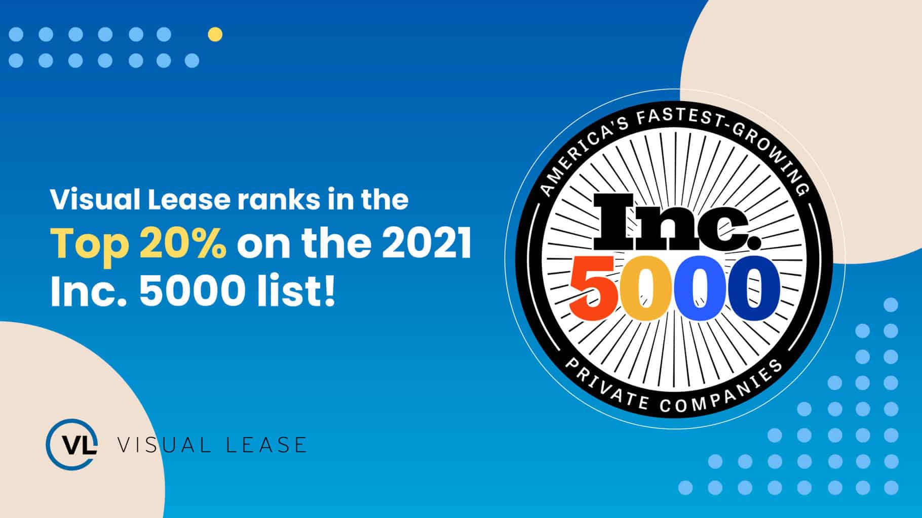 Press release Visual Lease Ranks in the Top 20 on the 2021 Inc. 5000