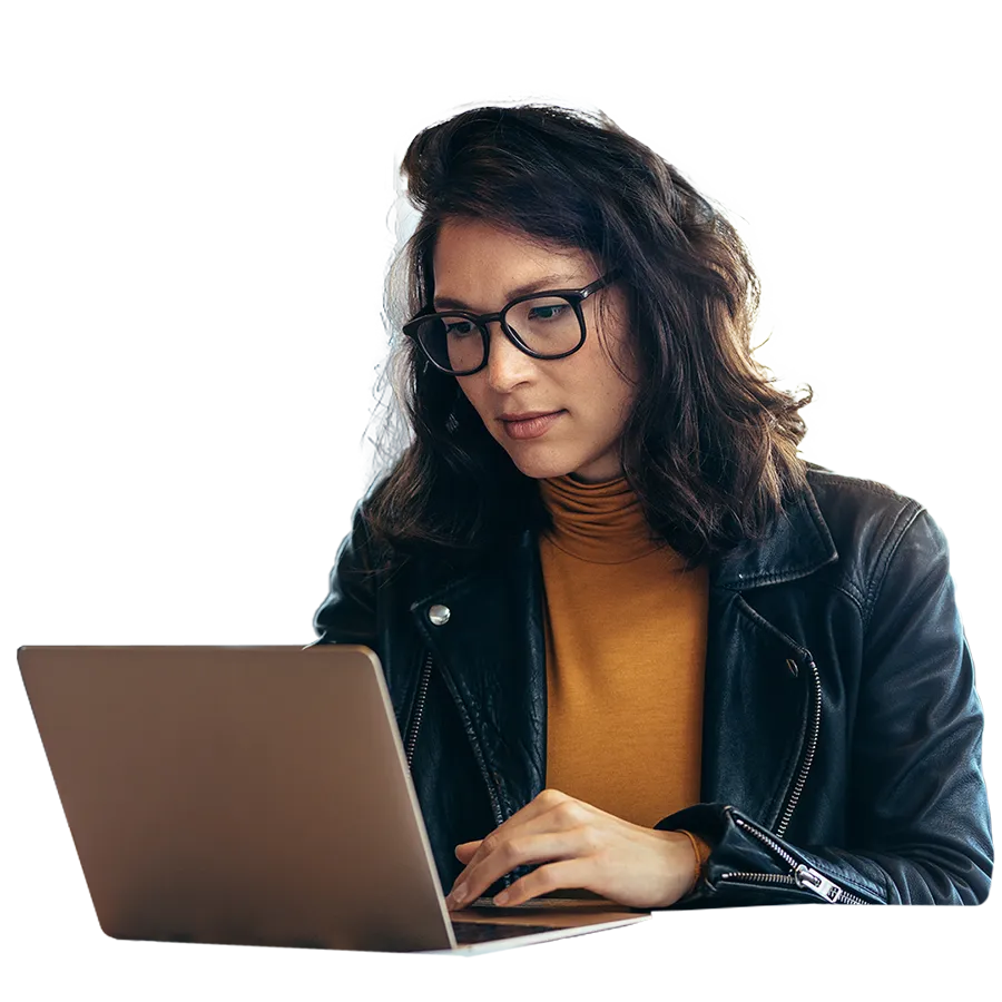 Businesswoman working on VL Computer