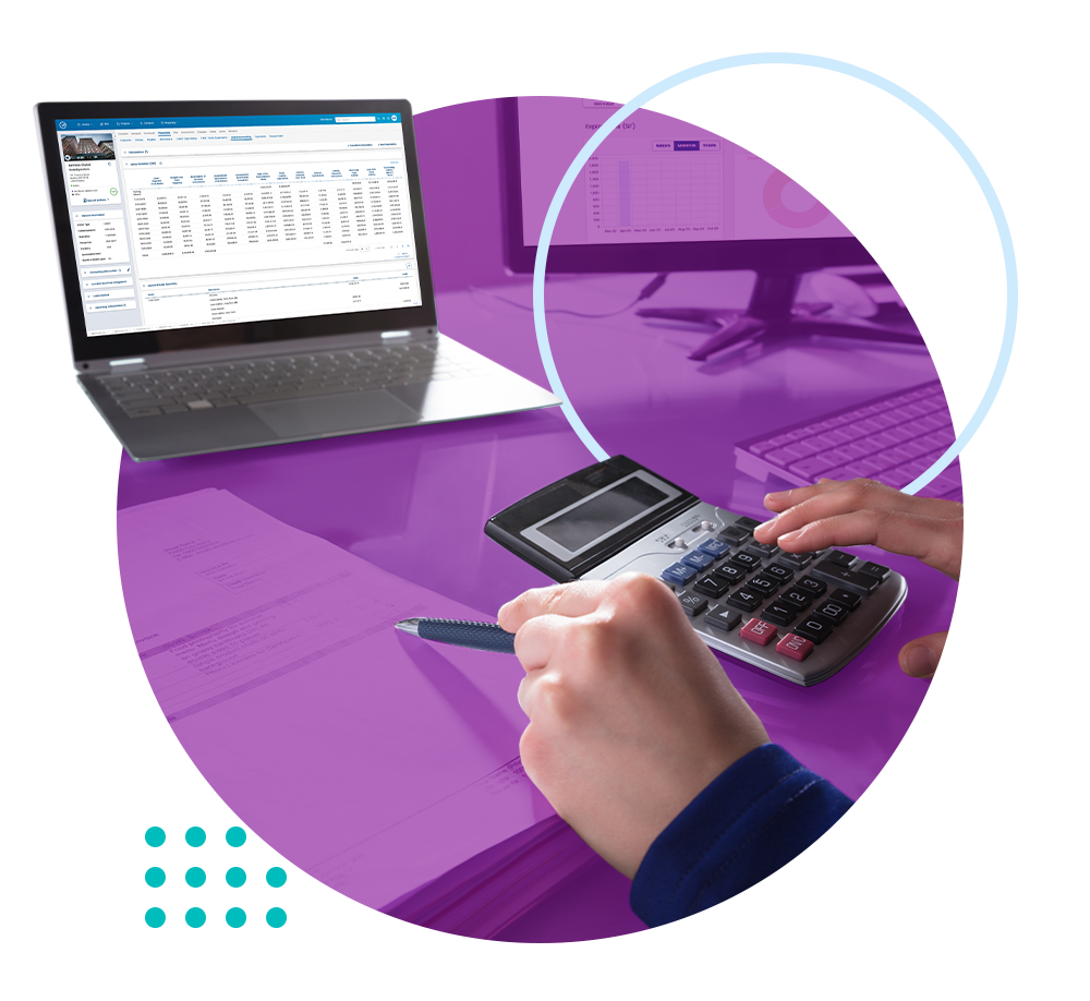 Lease Accounting image showing VL software on screen