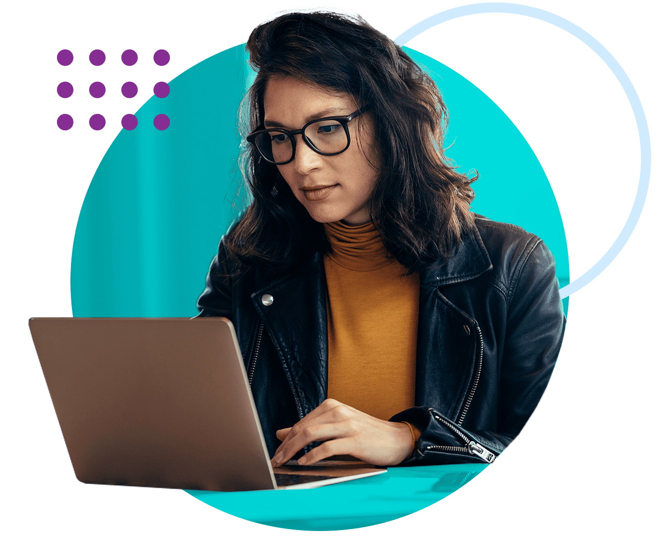 Professional woman working with Visual Lease on computer