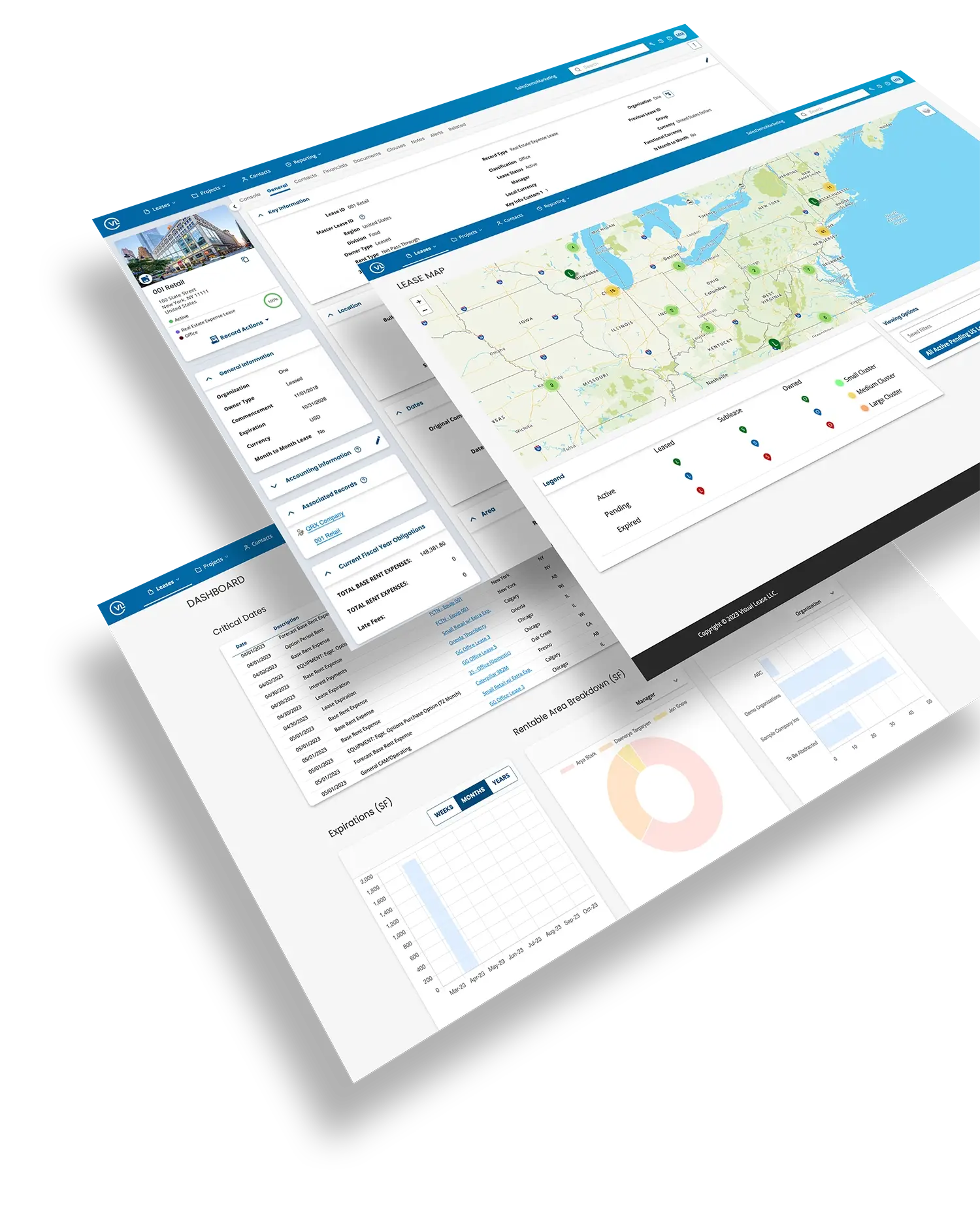 Screens of Visual Lease Software for Finance