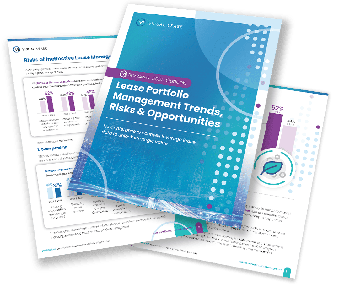 2025 Outlook: Lease Portfolio Management Trends, Risks & Opportunities Report cover and pages