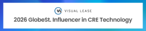 Graphic with Visual Lease logo and title, 2026 GlobeSt. Influencer in CRE Technology