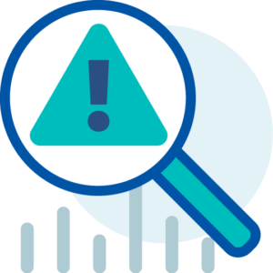 Magnifying glass reviewing AI Abstracted lease data - abstract icon